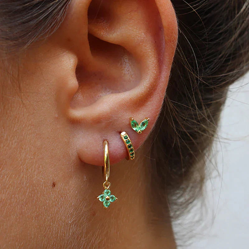 Gemstone Hoop and Stud Earring Set - Surgical Steel