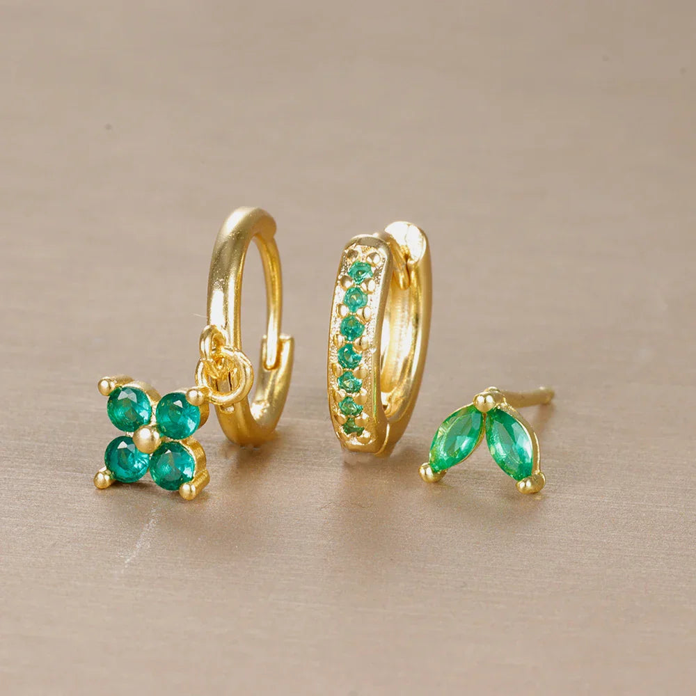 Gemstone Hoop and Stud Earring Set - Surgical Steel