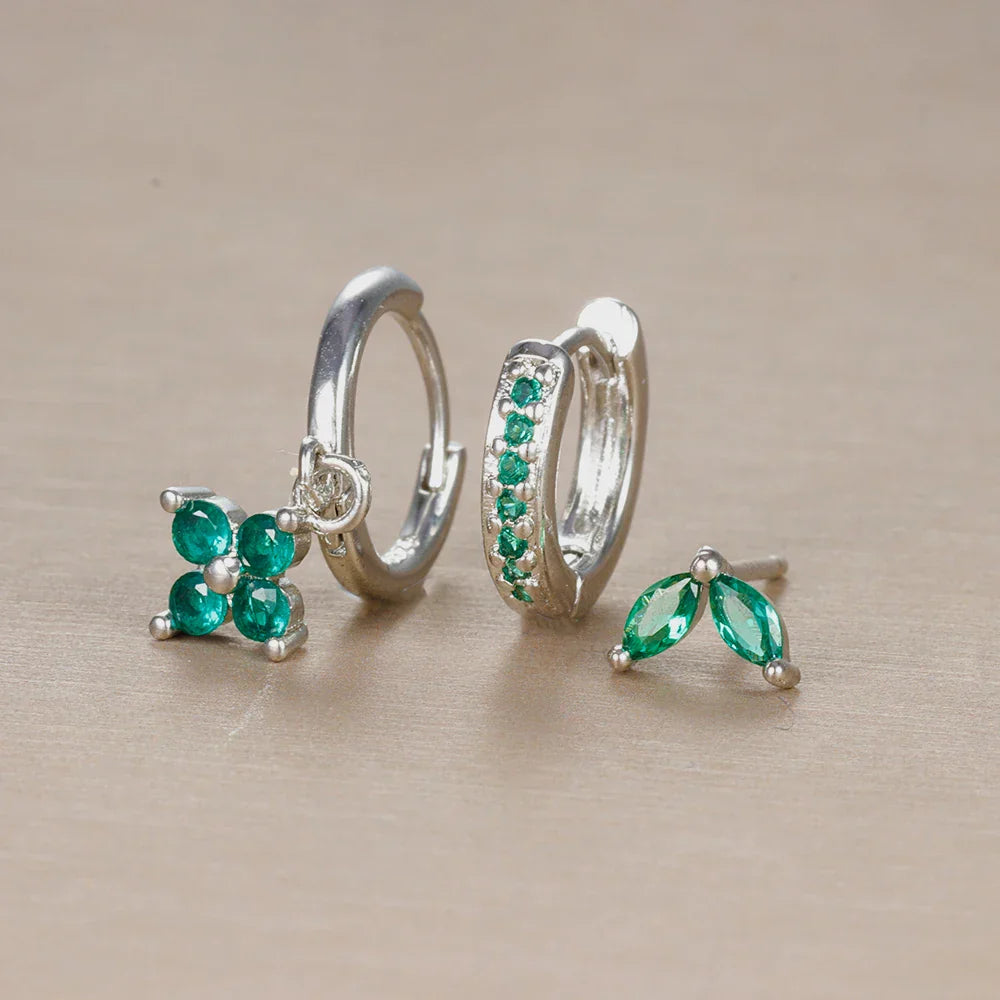 Gemstone Hoop and Stud Earring Set - Surgical Steel