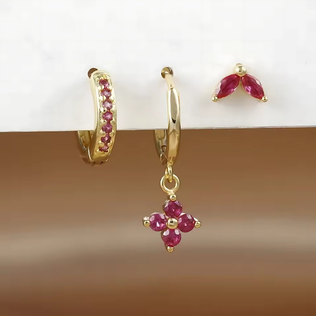 Gemstone Hoop and Stud Earring Set - Surgical Steel