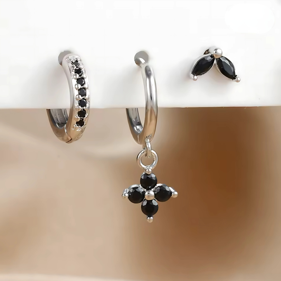 Gemstone Hoop and Stud Earring Set - Surgical Steel