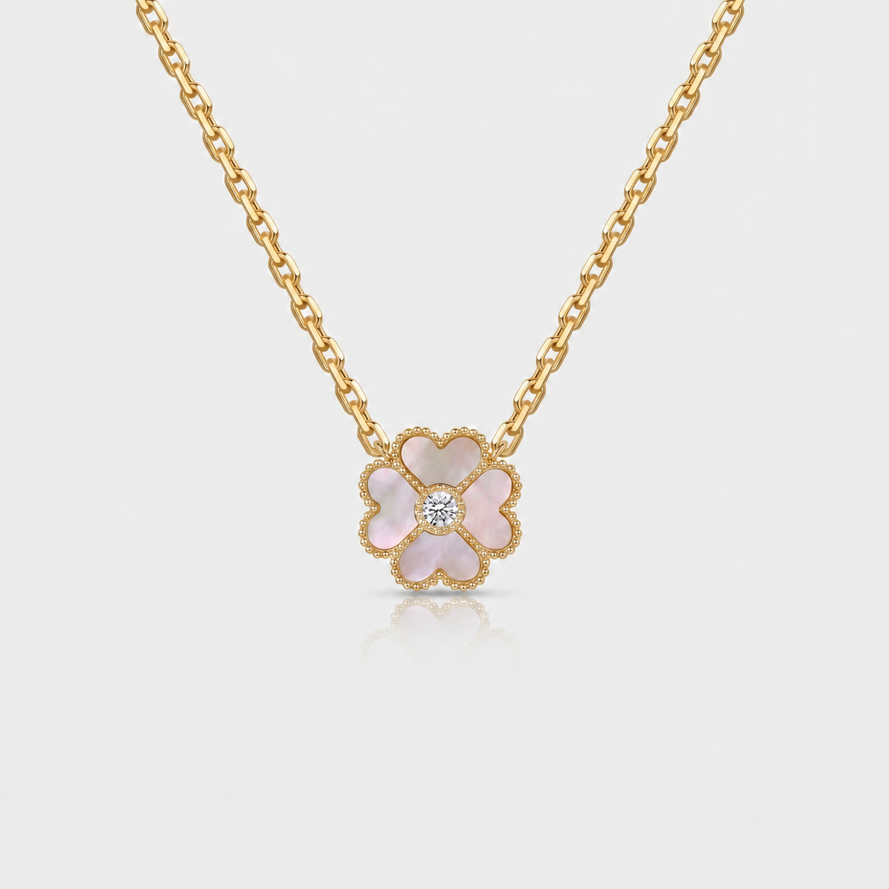 Four Leaf Clover Mother of Pearl Pendant Necklace – Gold Plated