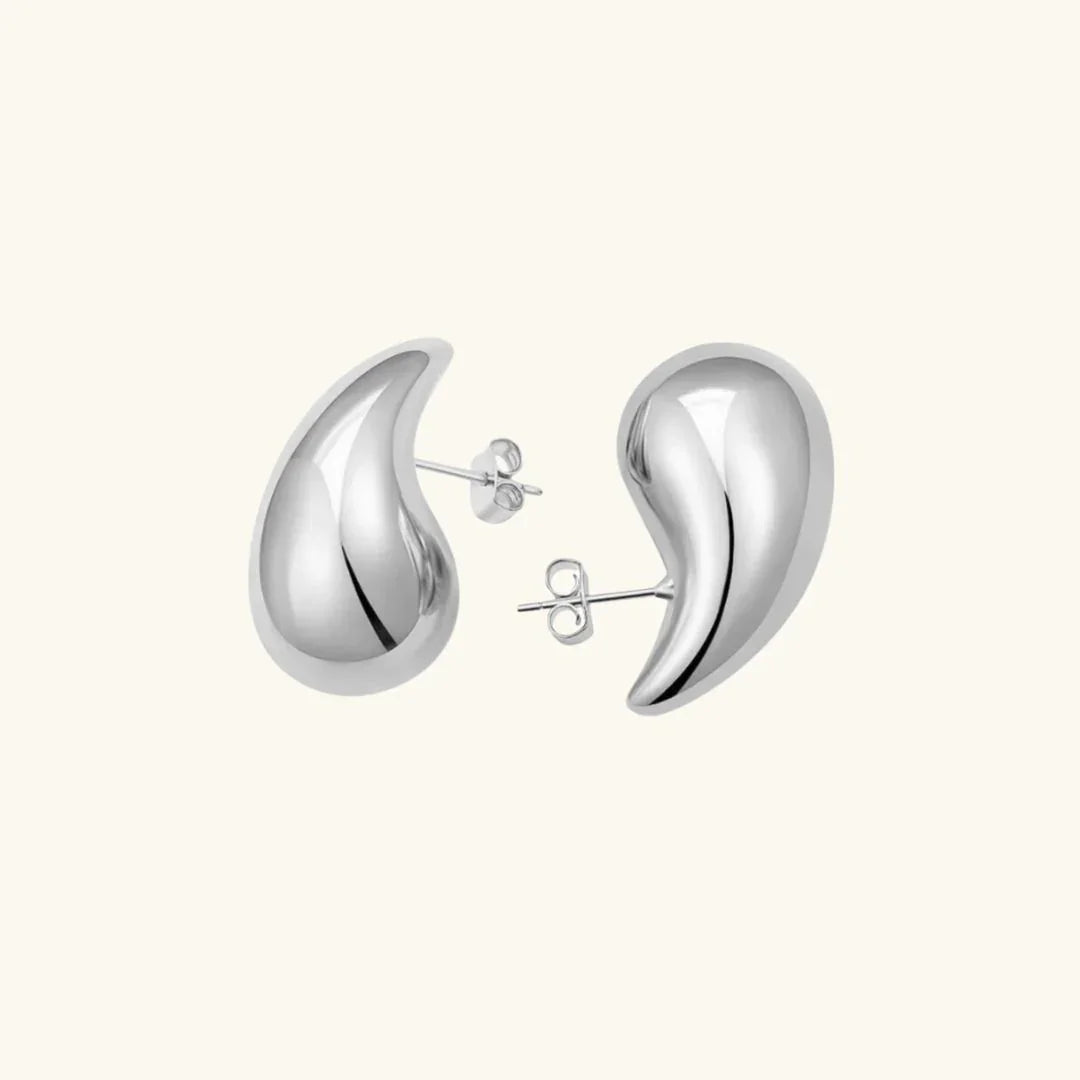 Sandra Teardrop Chunky Stud Earrings – Gold & Silver
