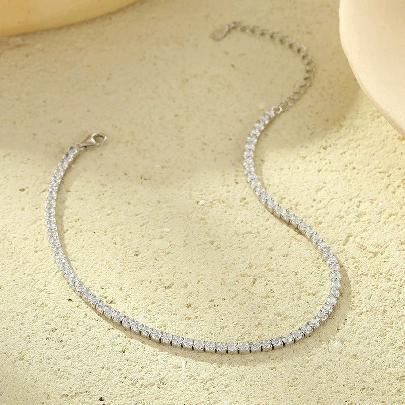 Crystal Tennis Anklet – Silver
