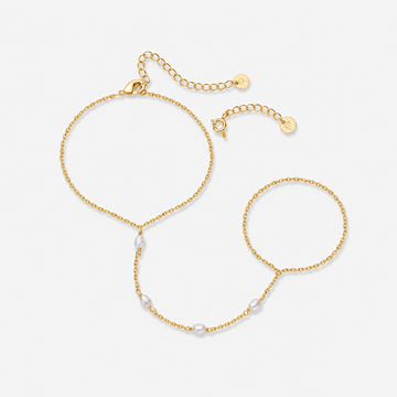 Pearl Hand Chain Bracelet – Gold & Silver
