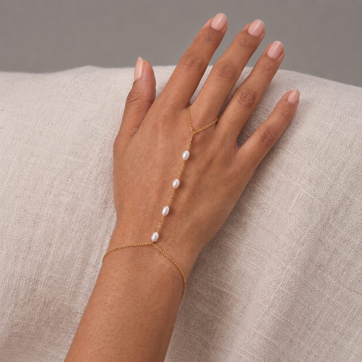 Pearl Hand Chain Bracelet – Gold & Silver