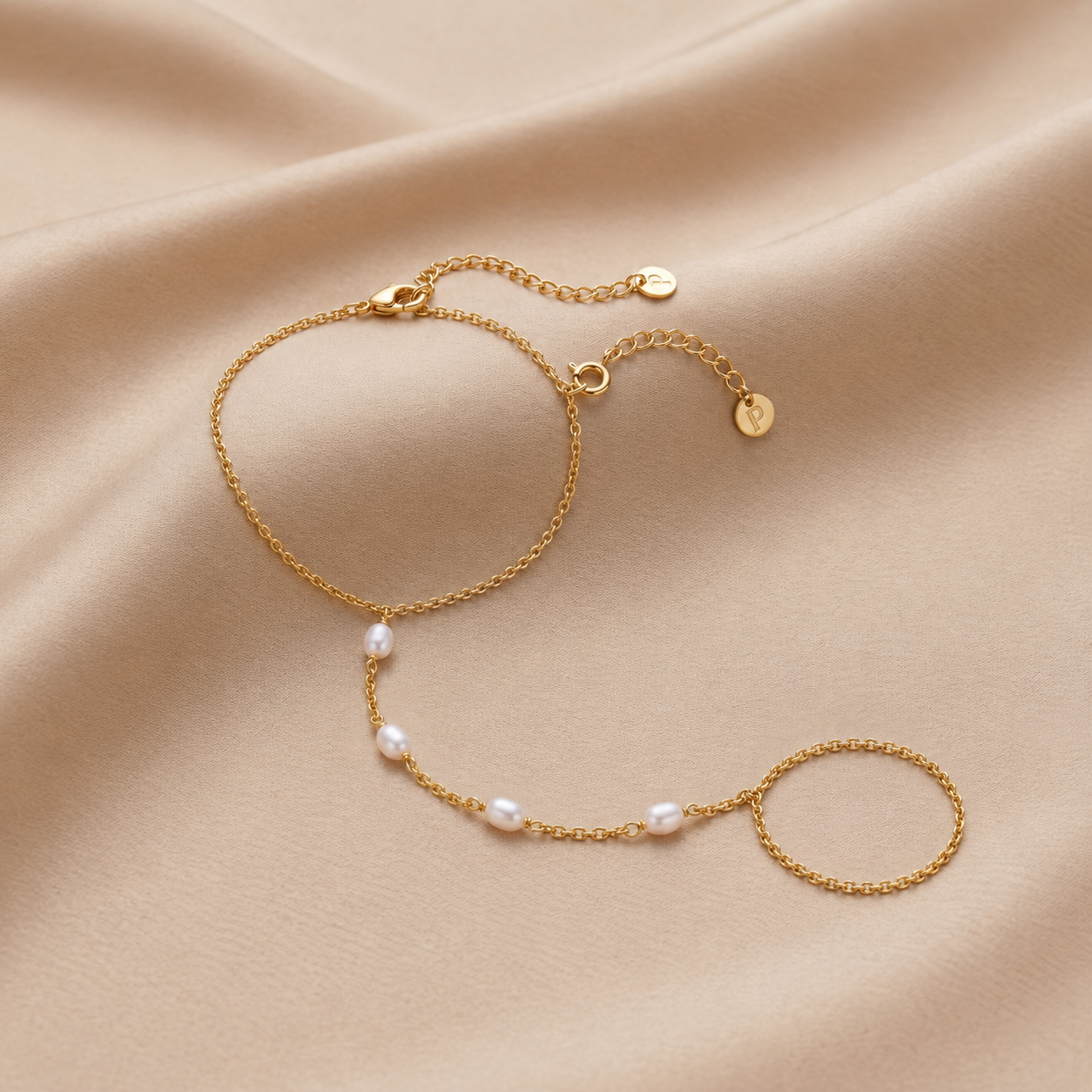 Pearl Hand Chain Bracelet – Gold & Silver