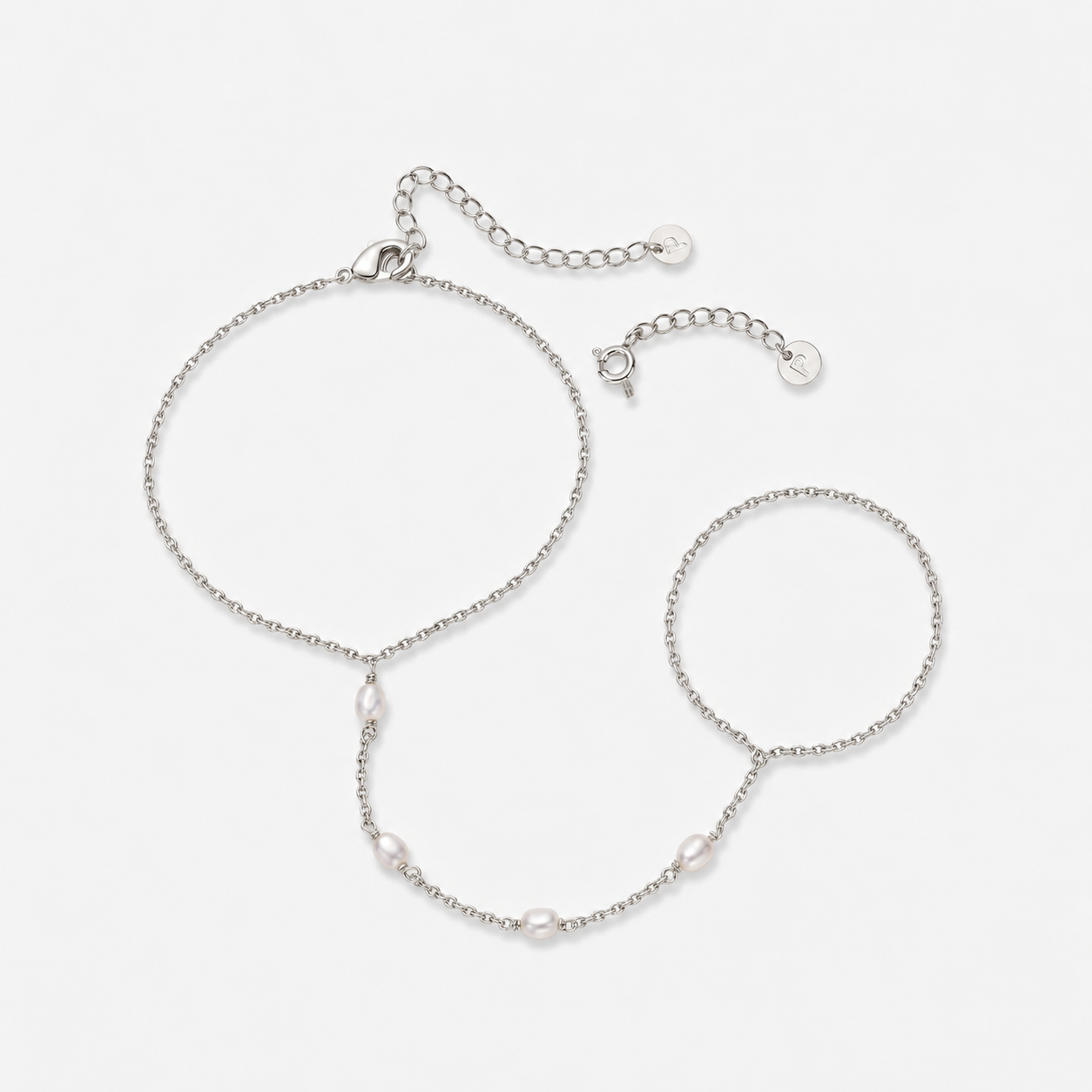 Pearl Hand Chain Bracelet – Gold & Silver