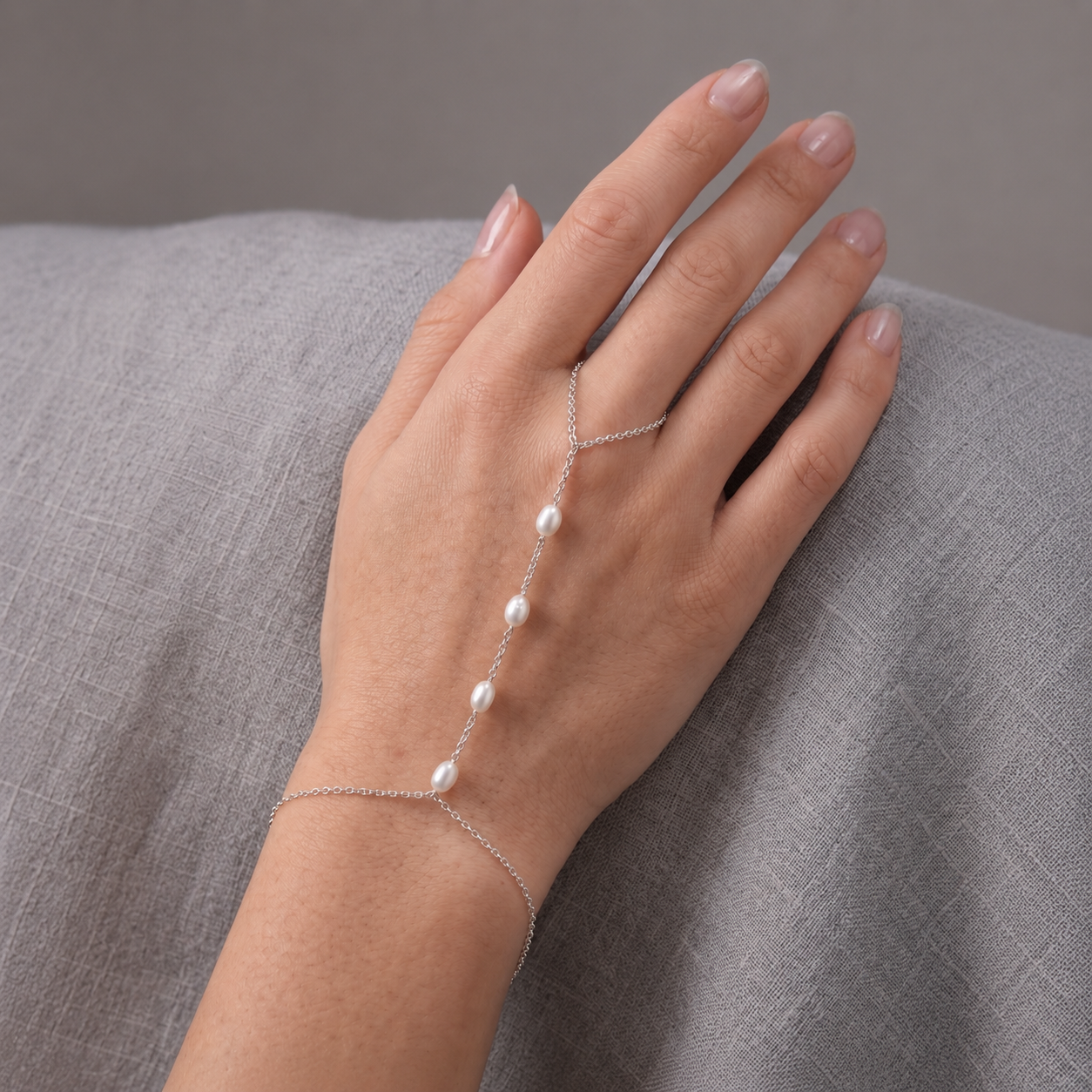 Pearl Hand Chain Bracelet – Gold & Silver