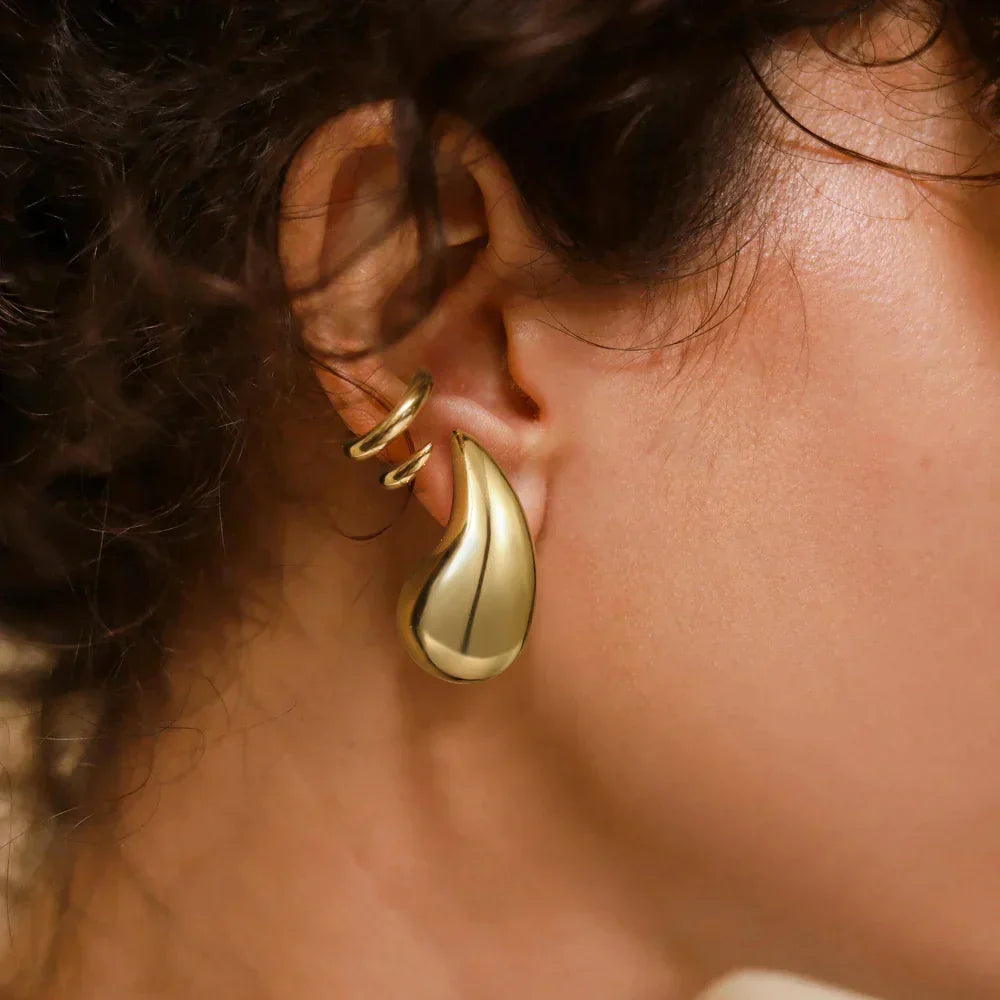 Sandra Teardrop Chunky Stud Earrings – Gold & Silver