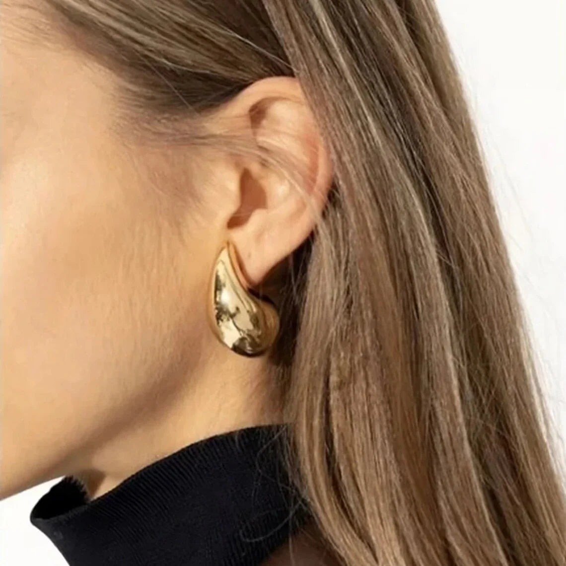 Sandra Teardrop Chunky Stud Earrings – Gold & Silver